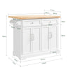 SoBuy FKW71-III-WN Keukentrolley met Wielen, Uitschuifbaar Werkblad Eiland voor Keuken of Eetkamer, Opbergmeubel Keuken met Opslag Wit 115x46/71x92 cm