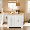 SoBuy FKW71-III-WN Keukentrolley met Wielen, Uitschuifbaar Werkblad Eiland voor Keuken of Eetkamer, Opbergmeubel Keuken met Opslag Wit 115x46/71x92 cm