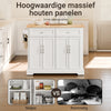 SoBuy FKW71-III-WN Keukentrolley met Wielen, Uitschuifbaar Werkblad Eiland voor Keuken of Eetkamer, Opbergmeubel Keuken met Opslag Wit 115x46/71x92 cm