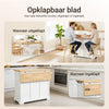 SoBuy FKW71-III-WN Keukentrolley met Wielen, Uitschuifbaar Werkblad Eiland voor Keuken of Eetkamer, Opbergmeubel Keuken met Opslag Wit 115x46/71x92 cm