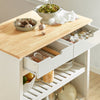 SoBuy FKW74-WN Keukenwagen 2 Lades & 2 Planken, 60kg Werkblad, 4 Wielen (2 Rem), MDF E1, Compact – Wit/Naturel, 100x60x94cm