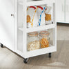 SoBuy FKW75-WN Keukenkast met Wielen en Zijplank – Vit Keukenkastje met Één Deur – Mobiele Keukentrolley voor Compacte Opslag en Werkblad, 60x92x45 cm