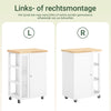 SoBuy FKW75-WN Keukenkast met Wielen en Zijplank – Vit Keukenkastje met Één Deur – Mobiele Keukentrolley voor Compacte Opslag en Werkblad, 60x92x45 cm