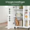 SoBuy FKW75-WN Keukenkast met Wielen en Zijplank – Vit Keukenkastje met Één Deur – Mobiele Keukentrolley voor Compacte Opslag en Werkblad, 60x92x45 cm