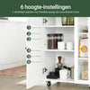 SoBuy FKW75-WN Keukentrolley op Wielen met 1 Deur en 3-Laags Zijplank – Wit/Hout, 60×40×92 cm