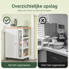 SoBuy FKW75-WN Keukenkast met Wielen en Zijplank – Vit Keukenkastje met Één Deur – Mobiele Keukentrolley voor Compacte Opslag en Werkblad, 60x92x45 cm