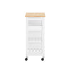 SoBuy FKW79-W Keukenkast op Wieltjes, Keuken Desserte met 3 Laden en 1 Verstelbaar Rek, Keukenopbergrek, L68xB38xH85cm, Wit