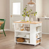 SoBuy FKW97-WN Trolley op wielen Keuken opbergkast Buffetkast Multifunctioneel houten dressoir met grote opslagruimte