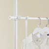 SoBuy FRG109-II-W Telescopisch Kledingrek met 2 Hangrails en Zijhaakjes – Wit, Verstelbaar 75–126 cm Breed, 200–295 cm Hoog