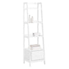 SoBuy FRG116-K-W Ladderrek - Opbergplank Boekenplank met lade - Wit -160x44x40cm (HxBxD)