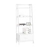 SoBuy FRG116-W Ladderrek - Opbergplank Boekenplank met lade - Wit