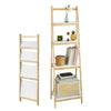 SoBuy FRG162-N Ladderplank Opvouwbaar Boekenplank met 4 planken - Rubberhout