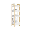 SoBuy FRG226-H-WN Smal Opbergrek 4 Lagen – Bamboe Frame, Anti-Kantelsysteem, Badkamer Waskamer Keuken Woonkamer, 20×28×90 cm
