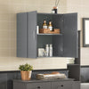 SoBuy FRG231-DG Wandkast, hangkast met 2 deuren, hangkast voor badkamer, met verstelbare plank,