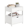SoBuy FRG258-W bijzettafel nachtkastje met 2 laden en 2 planken