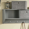 SoBuy FRG282-HG Wandkapstok met 5 Haken en 3 Mandjes – Houten Wandkapstok, Halmeubel met Plank – Hangende Kledingopslag voor Slaapkamer, Woonkamer, Badkamer – Grijs 100x20x30cm