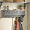 SoBuy FRG282-HG Wandkapstok met 5 Haken en 3 Mandjes – Houten Wandkapstok, Halmeubel met Plank – Hangende Kledingopslag voor Slaapkamer, Woonkamer, Badkamer – Grijs 100x20x30cm