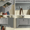SoBuy FRG282-HG Wandkapstok met 5 Haken en 3 Mandjes – Houten Wandkapstok, Halmeubel met Plank – Hangende Kledingopslag voor Slaapkamer, Woonkamer, Badkamer – Grijs 100x20x30cm