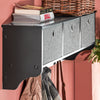 SoBuy FRG282-SCH Wandkapstok met 5 Haken en 3 Mandjes – Houten Wandkapstok, Meubel voor Hal met Plank – Hangende Kledingopslag voor Slaapkamer, Woonkamer, Badkamer – Zwart 100x20x30cm