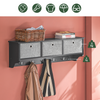 SoBuy FRG282-SCH Wandkapstok met 5 Haken en 3 Mandjes – Houten Wandkapstok, Meubel voor Hal met Plank – Hangende Kledingopslag voor Slaapkamer, Woonkamer, Badkamer – Zwart 100x20x30cm