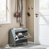 SoBuy FSR151-K-HG Schoenenbank, schoenenkast, halmeubel, kist met 1 klep en 1 kussen, grijs, 60 x 24 x 52 cm (l x d x h)