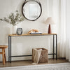 SoBuy FSB19-E Console Tafel – Ultra Dun, Robuuste Metalen Structuur – Ideaal voor Woonkamer, Slaapkamer, Hal – 120x20x65cm, Natuur en Zwart