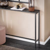 SoBuy FSB19-XL-SCH Smalle Console Tafel – Zwarte Marmerlook & Metalen Frame – Industriële Ingangstafel voor Hal, Woonkamer of Kantoor – 120x20x80cm