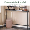 SoBuy FSB19-XL-SCH Smalle Console Tafel – Zwarte Marmerlook & Metalen Frame – Industriële Ingangstafel voor Hal, Woonkamer of Kantoor – 120x20x80cm