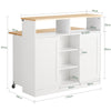 SoBuy FSB36-WN dressoir met schuifdeuren keukeneiland met uitbreidbaar werkblad keukenkast highboard commode kast wit