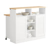 SoBuy FSB36-WN dressoir met schuifdeuren keukeneiland met uitbreidbaar werkblad keukenkast highboard commode kast wit