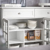 SoBuy FSB77-W Keukenkast, Dressoir, Buffet, Buffetkast, Keukeneiland, Keukenrek, Bijzetkast, Zijkant, 3 Glazen Deuren, 2 Laden