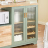 SoBuy FSB81-GR Buffetkast met Magnetronruimte en Flessenhouder - Opbergmeubel voor Keuken, Woonkamer of Hal - 120x90x40cm - Groene Kleur