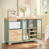 SoBuy FSB81-GR Buffetkast met Magnetronruimte en Flessenhouder - Opbergmeubel voor Keuken, Woonkamer of Hal - 120x90x40cm - Groene Kleur