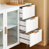 SoBuy FSB86-W Commode, Opbergkast, Dressoir voor Keuken, Eetkamer, Woonkamer,met 3 Laden en 2 Glazen Deuren