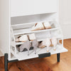 SoBuy FSB95-W Schoenenkast met 2 kleppen schoenenrek schoenenkast smal schoenenrek met 4 legplanken schoenenkast