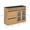 SoBuy FSB99-N Dressoir laag, ladekast, keukenkast, opbergkast voor keuken, eetkamer, woonkamer, entree, met 3 deuren, 3 laden, 112 x 40 x 89 cm, natuur