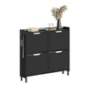 SoBuy FSR100-E-SCH Smalle Schoenenkast met LED-verlichting en Haken – 19 cm Diep, 8 Paar, Zwart, 100x19x93cm