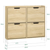 Pre-order SoBuy FSR100-N Schoenenkast met 4 Kleppen – Smalle Schoenenkast voor Hal of Gang – Compact Schoenenmeubel 100x19x91cm – Hout kleur