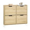 Pre-order SoBuy FSR100-N Schoenenkast met 4 Kleppen – Smalle Schoenenkast voor Hal of Gang – Compact Schoenenmeubel 100x19x91cm – Hout kleur