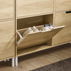 Pre-order SoBuy FSR100-N Schoenenkast met 4 Kleppen – Smalle Schoenenkast voor Hal of Gang – Compact Schoenenmeubel 100x19x91cm – Hout kleur