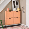 SoBuy FSR100-RS Schoenenkast met 4 Kleppen – Smalle Schoenenkast voor Hal of Gang – Compact Schoenenmeubel 100x19x91cm – Roze