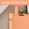 SoBuy FSR100-RS Schoenenkast met 4 Kleppen – Smalle Schoenenkast voor Hal of Gang – Compact Schoenenmeubel 100x19x91cm – Roze