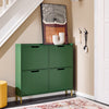 SoBuy FSR100-SY Schoenenkast met 4 Deuren – Compacte Opbergkast voor Schoenen, Ideaal voor Kleine Ingangen of Gang, L100xB19xH91cm – Groen