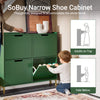 SoBuy FSR100-SY Smalle Schoenenkast 19 cm Diep – 4 Kanteldeuren, 12-20 Paar, Groen
