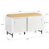 SoBuy FSR116-W Schoenenbank met Opbergruimte – 2 Schuifdeuren, 4 Verstelbare Planken & Comfortabel Kussen – 85x37x49 cm, Wit