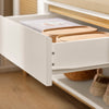 SoBuy FSR128-W Schoenenbank met Lade en Roosterdeur, Comfortabel Kussen voor Entree Meubel of Bank, Schoenenopslag in Natuurlijk Wit 100x35x60cm