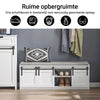 SoBuy FSR133-W Schoenenkast met Bank – 6 Vakken, Schuifdeur in Barn-Style, 200 kg Draagkracht – Ideaal voor Hal, Slaapkamer en Woonkamer – 120x35x45 cm