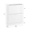 SoBuy FSR137-W Schoenenkast – Compacte Halmeubel met 2 Verstelbare Kleppen, Modern Design, Wit 60x25x80 cm