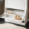 SoBuy FSR137-W Schoenenkast – Compacte Halmeubel met 2 Verstelbare Kleppen, Modern Design, Wit 60x25x80 cm