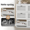 SoBuy FSR145-W Schoenenkast met 6 Klepdeuren – Grote Opbergkast met 2 Haken, Ruimtebesparende Schoenenopberger voor Hal & Gang – 115×30×112 cm
